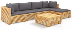 3100898 vidaXL Set mobilier grădină cu perne, 6 piese, lemn masiv de tec