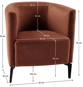 Fotoliu de design, teracota negru, KAPY