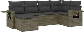 vidaXL Set mobilier grădină cu perne, 6 piese, gri, poliratan