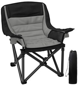 Outsunny Scaun de Camping Pliabil cu 2 Suporturi pentru Pahare și Buzunare Laterale, 99x71x103 cm, Gri | Aosom Romania