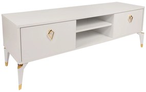 Comoda TV Posh, Alb -  Maro inchis, 143 x 47 x 40 cm