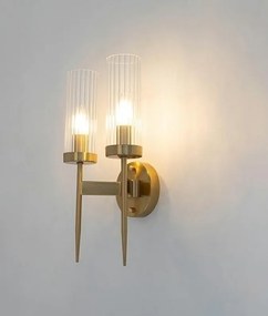 Aplica de perete, Metal, Sticla, Flame auriu