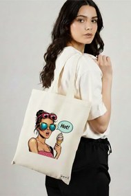 Sacosa de Panza pentru Cumparaturi, Geanta Tote, model Sip and Style 5 38 x 34.5 cm, Alba, BEKZ®