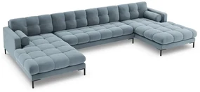 Coltar tapitat Bali, Light blue/7 locuri/picioare negre