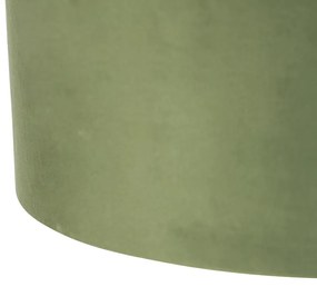 Lampă suspendată cu nuanțe de catifea verde cu auriu 35 cm - negru Blitz II