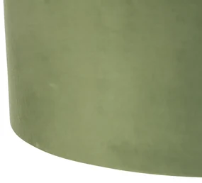 Lampă suspendată neagră cu abajururi din catifea verde și auriu 35 cm cu 2 lumini - Blitz