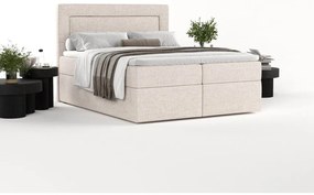 Pat boxspring bej cu spațiu de depozitare 200x200 cm Imagine – Maison de Rêve
