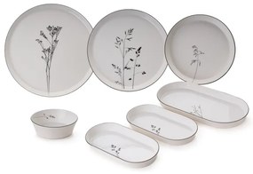 Set de veselă 27 piese din porțelan, alb/negru