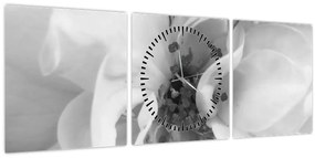 Tablou - Floare,alb-negru (cu ceas) (90x30 cm)