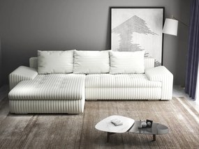 Colțar extensibil dumonde cu ladă de depozitare si sezut confortabil din spuma high-density, Leonardo Ambience Ivory 260x185 cm