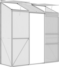 Outsunny Solar de prindere, Ușă glisantă, Ferestre de acoperiș, Policarbonat+Aluminiu, Culoare: Argintiu, 192 x 68 x 196 cm | Aosom Romania