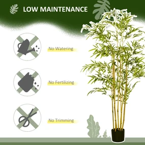 HOMCOM Arbore de Bambus Artificial in Ghiveci, Plante Artificiale, pentru interior si exterior 150 cm, Verde | Aosom Romania