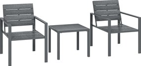 Outsunny Set Bistro Grădină 3 Piese pentru 2 Persoane, Masă și Scaune de Exterior cu Cadru Metalic, Mobilier din Plastic pentru Terasă | Aosom Romania