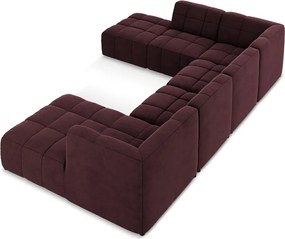 Colțar burgundy cu tapițerie din catifea (în formă de "U") Aloha – Makamii