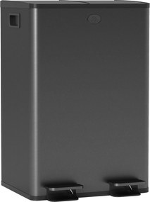 HOMCOM Coș de bucătărie 2 compartimente de 2 x 28L, oțel inoxidabil, capac cu închidere silențioasă, 45,8x36x67,6cm, negru | Aosom Romania