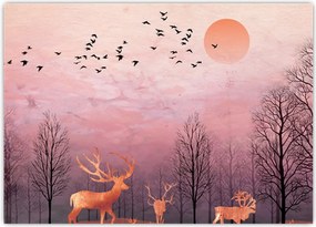Tablou - Căprioare în strălucirea apusului de soare (70x50 cm)