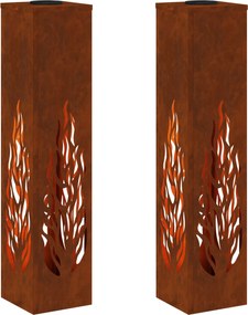 vidaXL Lumină LED Solară pentru Alei 2 pcs Ruginit