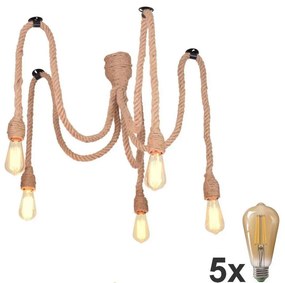Lustră LED pe cablu ROPE CASA 5xE27/10W/230V păianjen