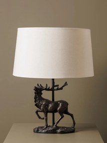 Lampa de masa, din aluminiu, cu abajur din in, Deer