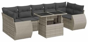 3326603 vidaXL Set mobilier de grădină cu perne, 8 piese gri deschis poliratan