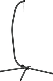 Outsunny Cadru pentru fotoliu suspendat în formă de C Reglabil pe înălțime Suport metalic cu lanț de suspendare până la 150 kg Negru | Aosom Romania