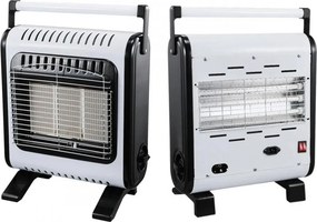 Soba de încălzire pe gaz și electricitate Elite EGERH-1422, 3800 W, 2 trepte, aprindere piezoelectrică, sisteme ODS și FFD, până la 15 l, roți, alb/negru
