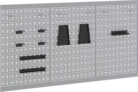 vidaXL Panou de Perete pentru Unelte 3 pcs Gri 150 x 1 x 80 cm