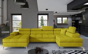 Canapea modulara, extensibila, cu spatiu pentru depozitare, 345x202x90 cm, Eduardo R03, Eltap (Culoare: Gri deschis texturat / Gri inchis piele)