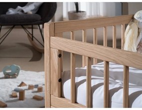 Pătuț în culoare naturală din lemn de stejar 70x140 cm Forrest – Vipack