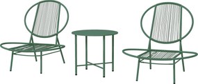 Outsunny Set salon de grădină, 3 piese, salon exterior 2 persoane cu 2 scaune Acapulco și masă joasă, verde închis | Aosom Romania