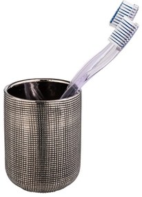 Suport pentru periuța de dinți argintiu din ceramică Rivara – Wenko