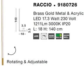 Lampadar, lampa de podea LED design modern RACCIO auriu