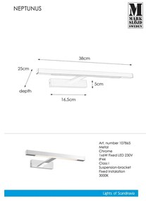 Aplică de perete argintie LED (lungime 38 cm) Neptunus – Markslöjd