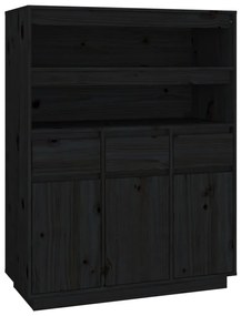 818219 vidaXL Dulap înalt, negru, 89x40x116,5 cm, lemn masiv de pin