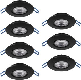 Eglo 300191 - Set 7 spoturi LED încastrate GEDREZ, 4,9 W, 230 V, Ø 9 cm, negru