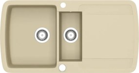 vidaXL Chiuvetă de bucătărie din granit, bej, două bazine