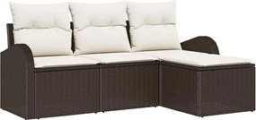 vidaXL Set de canapea cu pernă 4 pcs Maro și alb poliratan