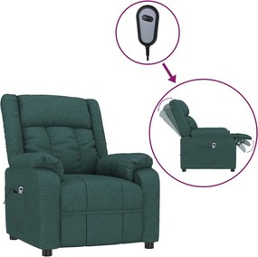 vidaXL Fotoliu rabatabil electric, verde închis, material textil