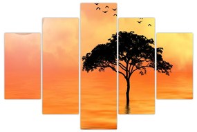 Tablou cu copac în apus de soare (150x105 cm)