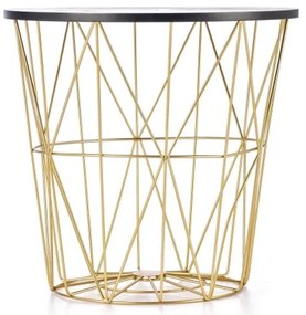 Măsuță de cafea HARISSA 41x42 cm auriu/negru decor marmorat