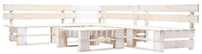Set mobilier de gradina din paleti, 4 piese, alb, lemn Alb, 4