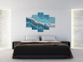 Tablou - Marmură bleu cu aur I. (150x105 cm)