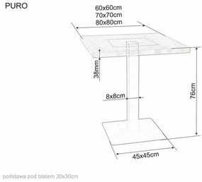 Masa de dining neagra cu blat din stejar PURO 70x70