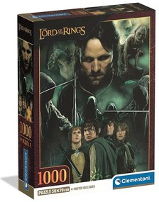 Stăpânul Inelelor Aragorn &amp; Hobbits Puzzle Compact de 1000 de piese Clementoni