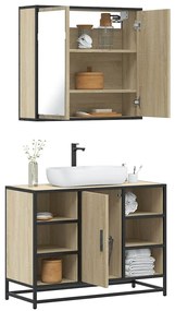 vidaXL Set mobilier de baie, 2 piese, stejar sonoma, lemn prelucrat