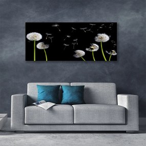 Tablou pe panza canvas Păpădia Floral Negru Verde Alb