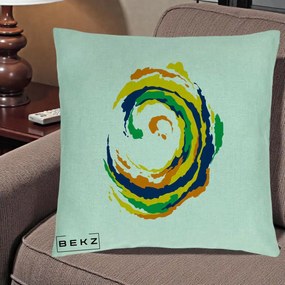 Perna Decorativa Vortex Abstract Colorat, 40x40 cm, Verde Menta, Husa Detasabila, Perna Inclusa, BEKZ®