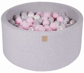 Meowbaby – Piscina rotunda 90×40 cm cu 300 mingi pentru copii – Light Grey