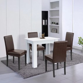 Set de masă Leon 4+1 alb-maro