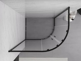 Mexen Exo cabină de duș semicirculară asimetrică de tip culisant 90 x 80 cm, transparent, negru - 8132-090-080-70-00
